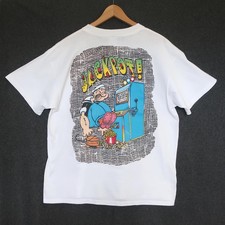 VTG 90s Popeye Cartoon Graphic T-Shirt Made in USA Single Stitch White Cotton XL