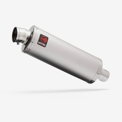 Lextek Edelstahl OP1 Oval Auspuff Endtopf matt 350mm 51mm silber matt