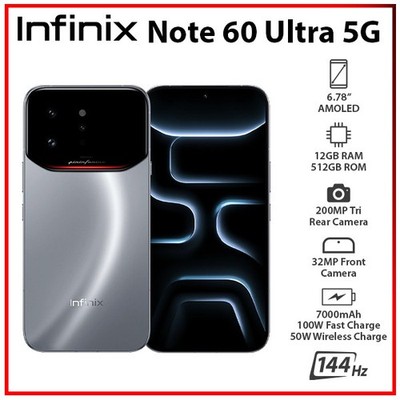 Infinix Note 60 Ultra SILVER 12GB+512GB Dual SIM Unlocked Android Cell Phone