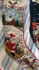 VTG Wool Christmas Stocking Santa Claus Sleigh Reindeer Needlepoint 22" — photo 2
