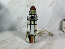 Tiffany Style Lighthouse Lamp 8  Stained Glass Tabletop  Accent Lamp  In Box