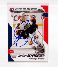 JORDAN SCHROEDER autographed SIGNED '12/13 AHL Top Prospects card CHICAGO WOLVES