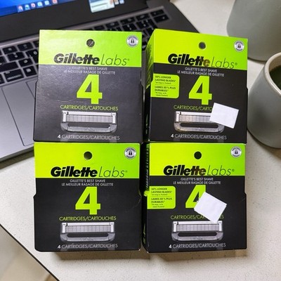 4 Gillette Labs Refill Razors with Exfoliating Bar  4Cartridges ea New,Authentic