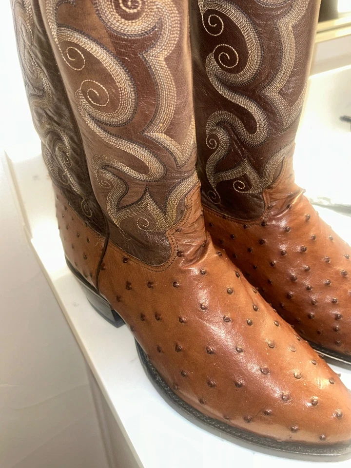 tony lama mens brown full quil ostrich boots - Image 2 of 4