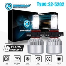 IRONWALLS 5202 H16 2000W COB LED Headlight Bulb Fog Light Kit Hi/Low Beam 6000K