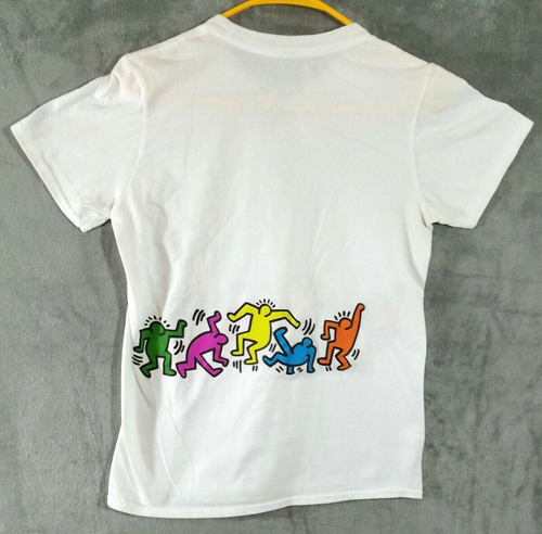Camisa Keith Haring para hombre pequeña S blanca figuras de baile amigos arte de Nueva York - Imagen 5 de 10