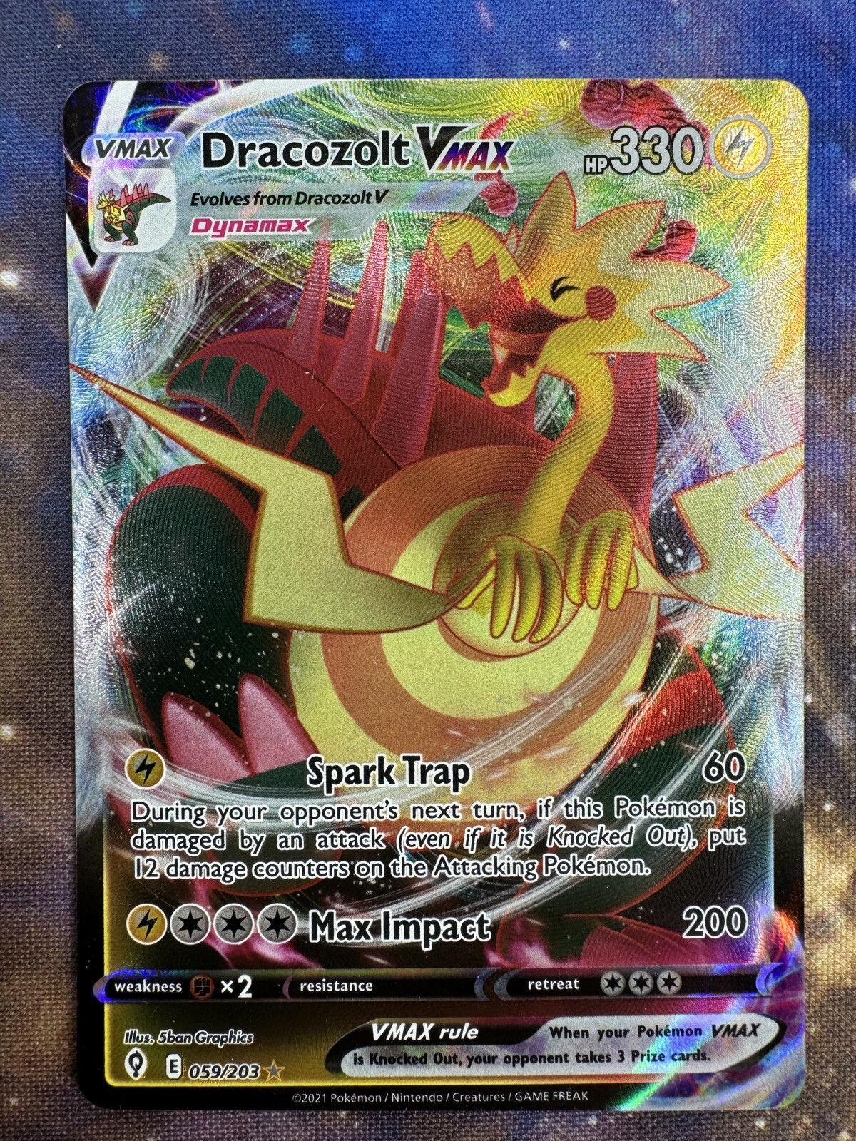 Pokemon TCG 059/203 Dracozolt VMAX Evolving Skies Ultra Rare NM
