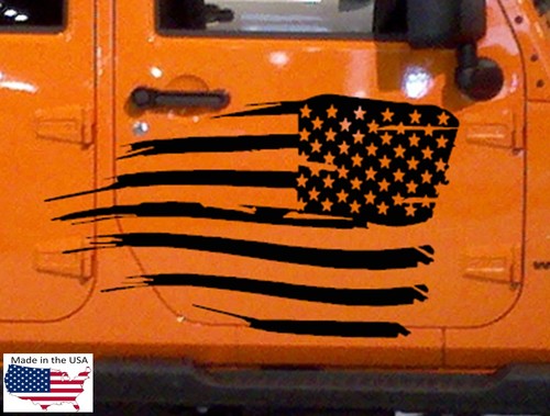 NEW AMERICAN FLAG Blackout Hood Vinyl Car Truck Decal USA (Fits Jeep Wrangler) - Picture 4 of 23
