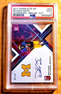 2017 Panini Elite Draft Picks De'VEON SMITH #202 Rookie Auto Die-cut PSA 9 Mint