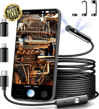 Dual Lens Endoscope Camera 16.5FT IP68 Waterproof w/ LED Lights for Android/iOS