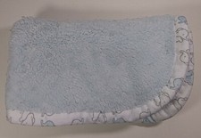 Blankets and Beyond Baby Blanket 25x30in Blue Elephant Trim Security Lovey Boy