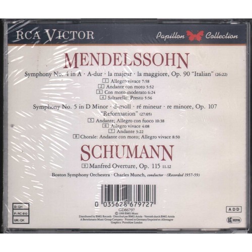 Mendelssohn, Munch CD Symphonies Nos. 4, 5 / Rca – GD86797 Versiegelt - Bild 2 von 2