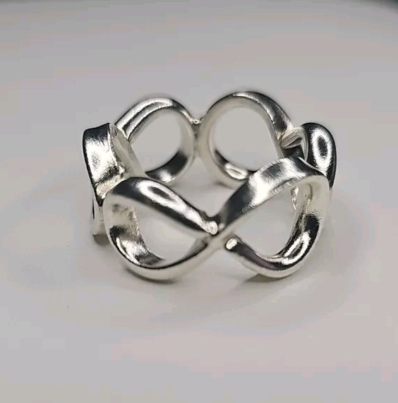 925 Silver Infinity Ring Size 9 Loops Circles Chu… - image 4