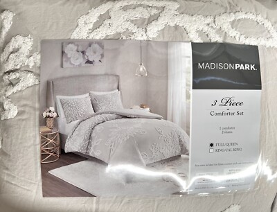 Madison Park 3 Piece Tufted Cotton Chenille Floral Queen Comforter Set