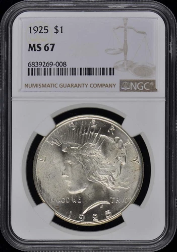 1925 Peace Dollar S$1 NGC MS67