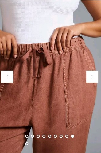 NWT Anthropologie Pilcro Womens Brown Linen Drawstring Pants | Size Large Petite - Picture 9 of 24