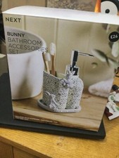 Next New Bunny Bathroom Accessories Set Soap Dispenser ,Toothbrush And Tidy Tray