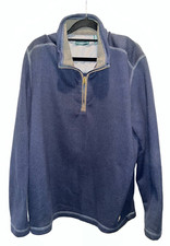 EUC Men's G.H. BASS  CO. Cozy Fleece Lined 1/4 Zip Pullover Jacket Navy XL