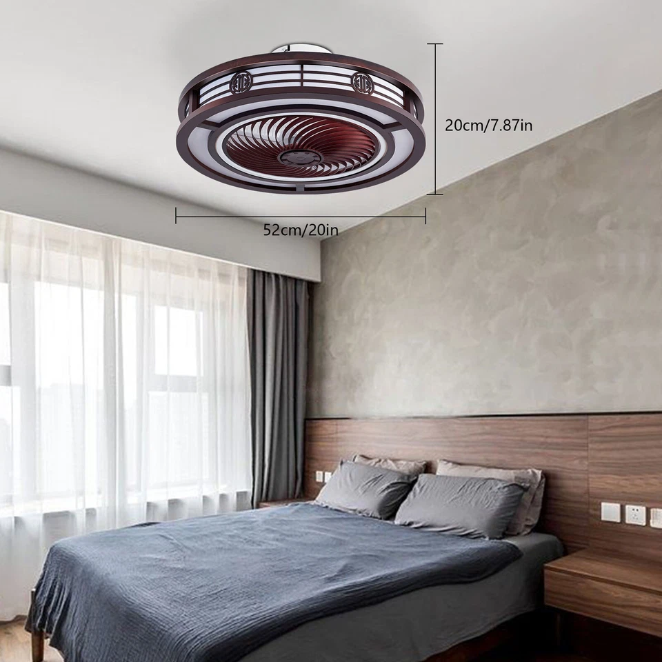 Caged Low Profile Ceiling Fan Lamp Neo-chinese Ceiling Fan Light &Remote Control - Image 3 of 4