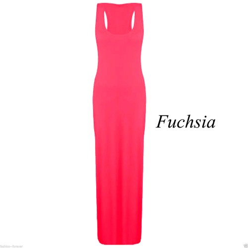 Ladies Women Jersey Long Summer Vest Racer Muscle Back Maxi Dress Plus Size 8-26 - Picture 5 of 22