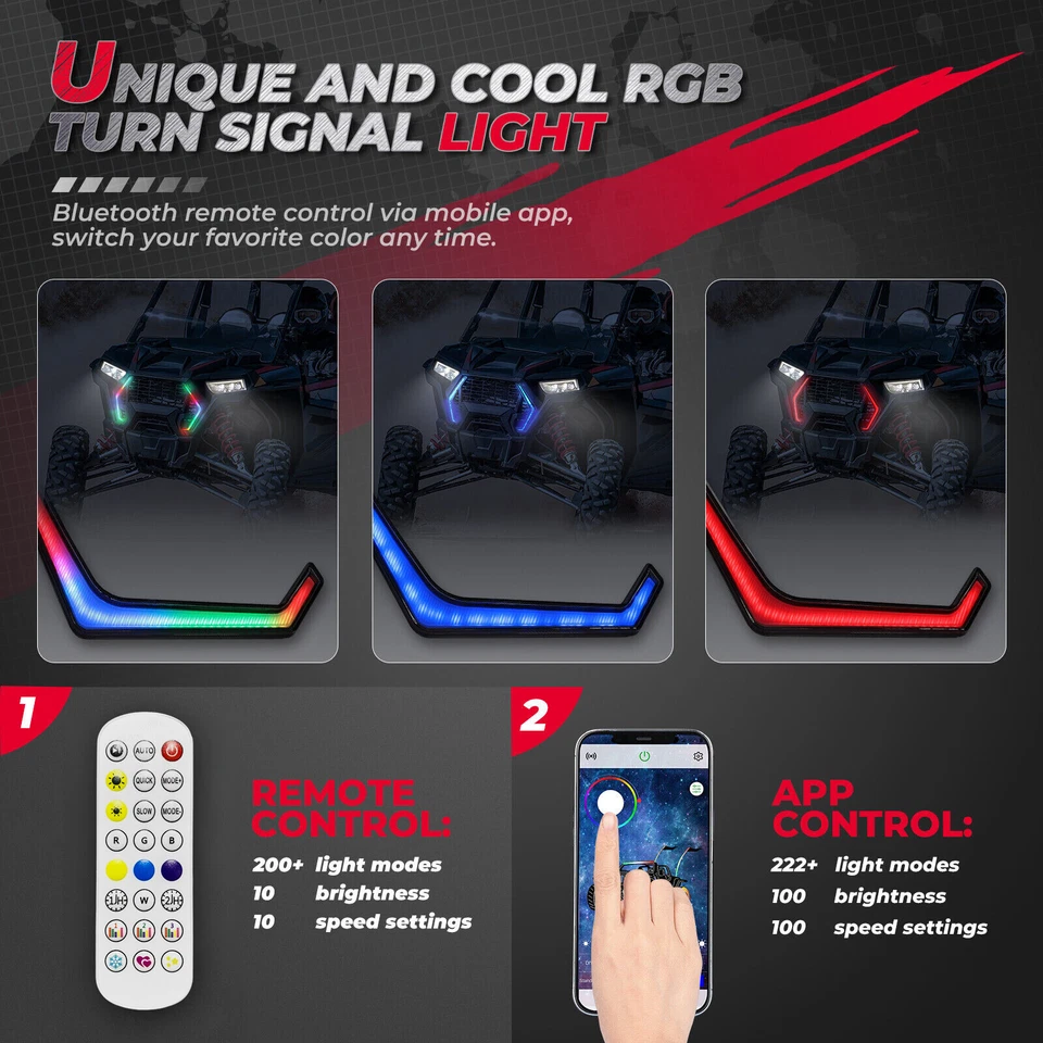 Luz de destaque KEMIMOTO RGB Fang para 2019-2023 Polaris RZR XP 1000/Turbo S 2884871 - Imagem 4 de 4