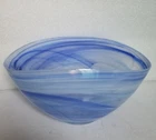 Artistic Accents Blue Swirl Oval GLASS Serving Bowl Made in Turkey