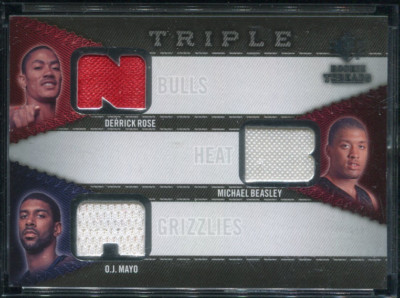 2008 SP ROOKIE TRIPLE THREADS DERRICK ROSE BEASLEY MAYO #RTT-MBR PATCH BJ1