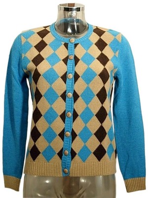 Cardigan donna ANNA MOLINARI Italy Tg. 44 46 Rombi Lana Cashmere Women Sweater