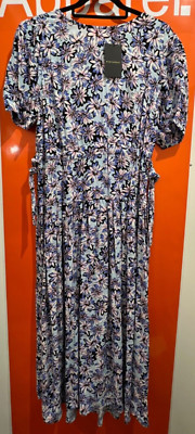 Warehouse Midikleid mit seitlicher Bindeband in Blumenmuster, NEU, Größe 10, UVP 69£, B160