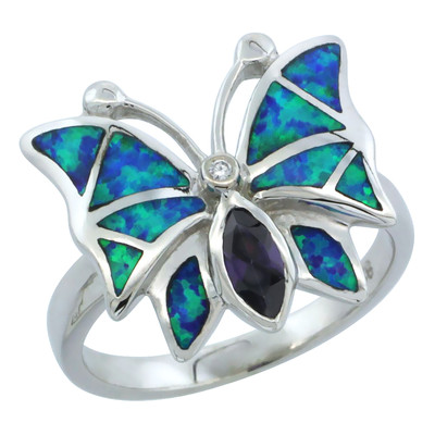 Butterfly Opal Amethyst Monarch Butterfly Amethyst Opal Ring White