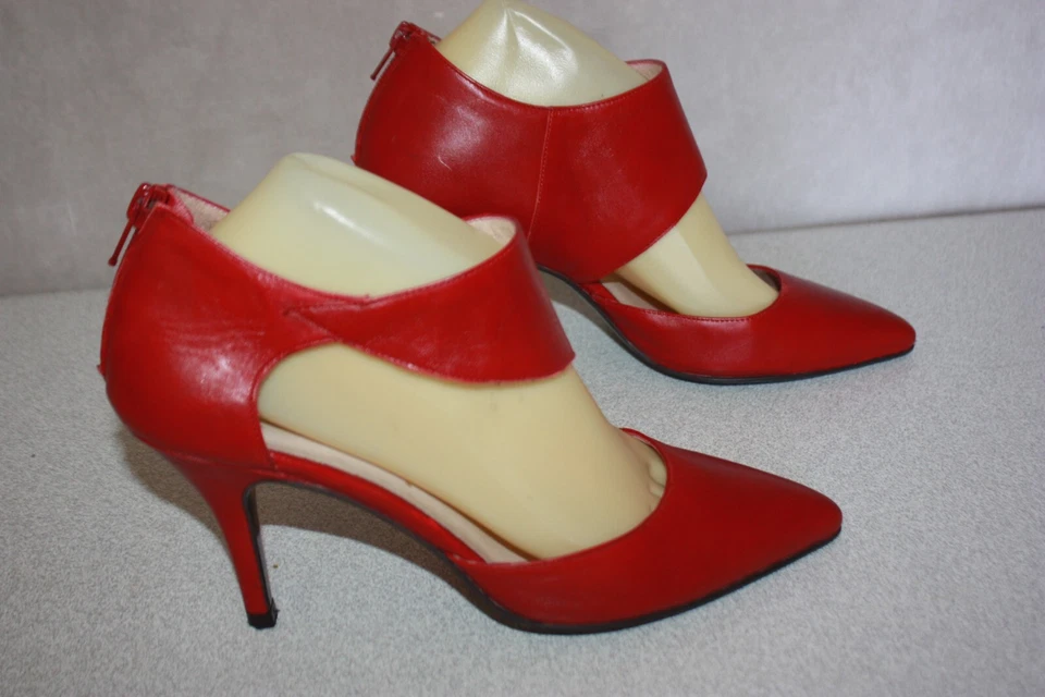SAN MARINA Escarpins Pointus Cuir Rouge T 39 TBE - Photo 3/4