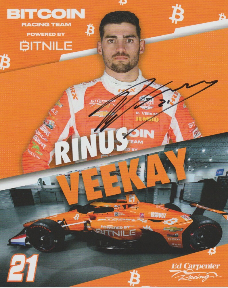 2022 Rinus VeeKay signed Bitnile Bitcoin Chevy Dallara Indy Car Hero Card |  eBay