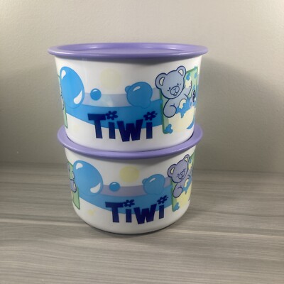 Tupperware Canister Tiwi Set of w/ lid Teddy Bear Baby Nursery New!