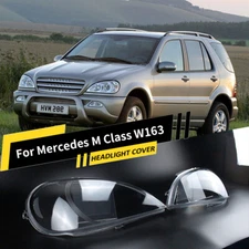 Pair Headlight Headlamp Lens Cover Shell For Mercedes Benz ML W163 1998-2005