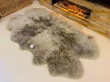 Vole Grey Brown Quad 4X Pelt Super Thick Soft Luxury Pile Genuine Sheepskin Rugs
