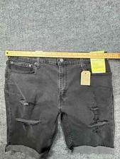 LEVI'S 511 Denim Shorts Men's 40 Black Raw Hem Distressed Slim Stretch NWT