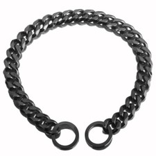 11/15/19mm Pets Black Stainless Steel Cuban Link Dog Chain Collars 12"-32"