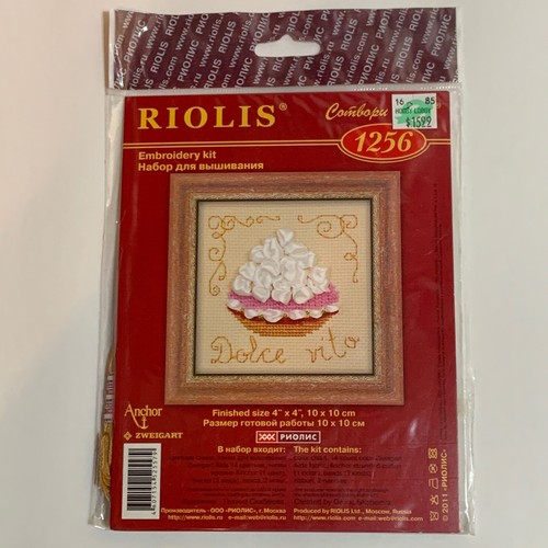 New Riolis Dolce Vita Cross Stitch Kit 1256 Beaded Ribbon Cream Pie Bakery - Picture 2 of 3