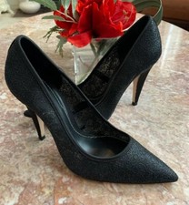 New ZARA Woman Rubberized Black Lace High Heel Pumps Size 37/ US 6.5, 90
