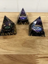 Constellations Pyramid Meditation Healing Crystal Chakra Decor Orgone Set Of 3