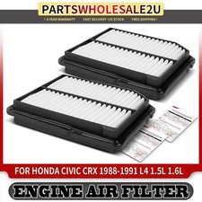 2x Engine Air Filter for Honda Civic CRX 1988 1989-1991 Rigid Panel 17220PM7000