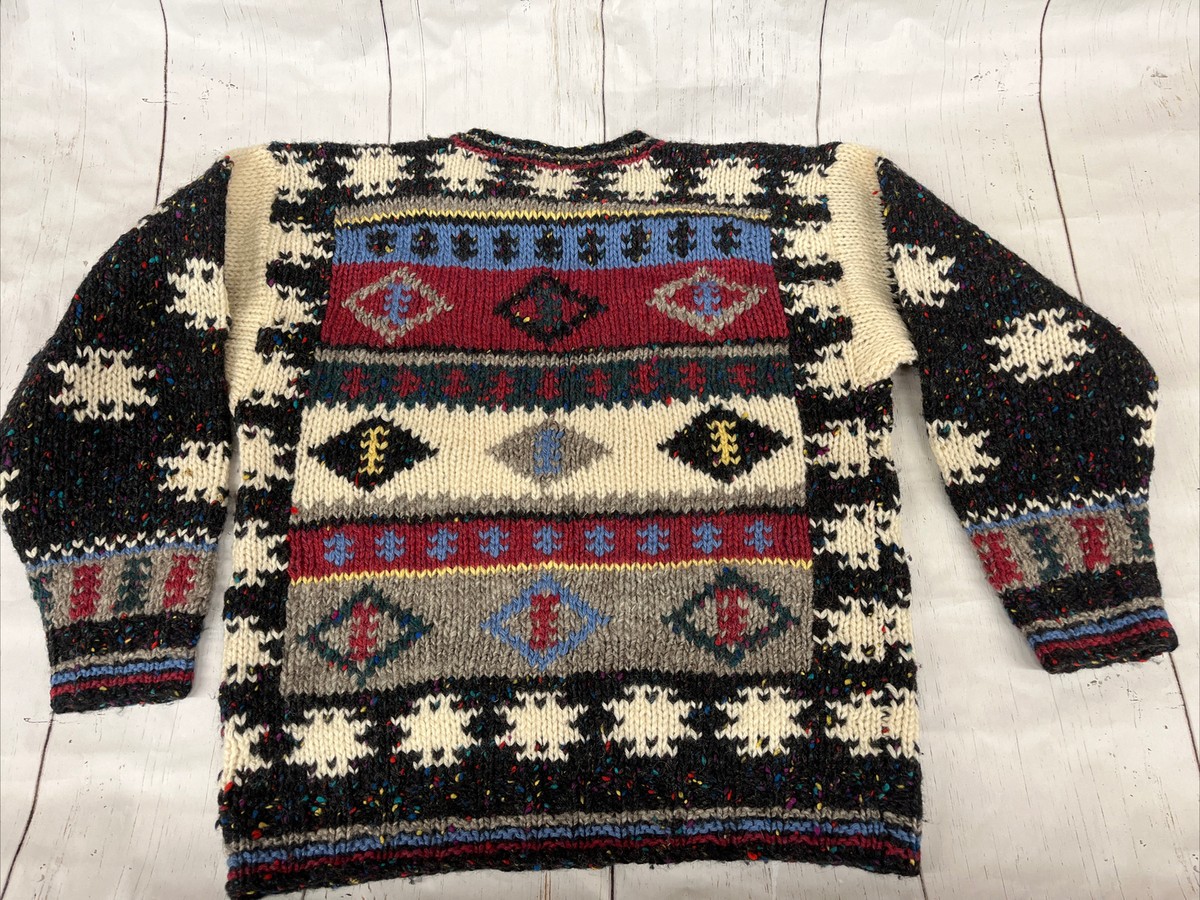 VINTAGE Woolrich Pullover Sweater Cottagecore Granny Medium Geometric 100%
