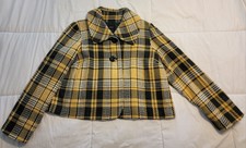 R.q.t.  Vintage Xl Women's Yellow Plaid Acrylic/wool Coat Blazer