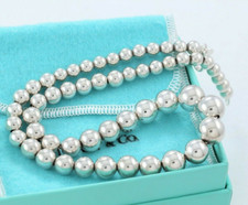 Tiffany  Co Sterling Silver HardWear Graduated Ball Bead Necklace in Pouch Ware