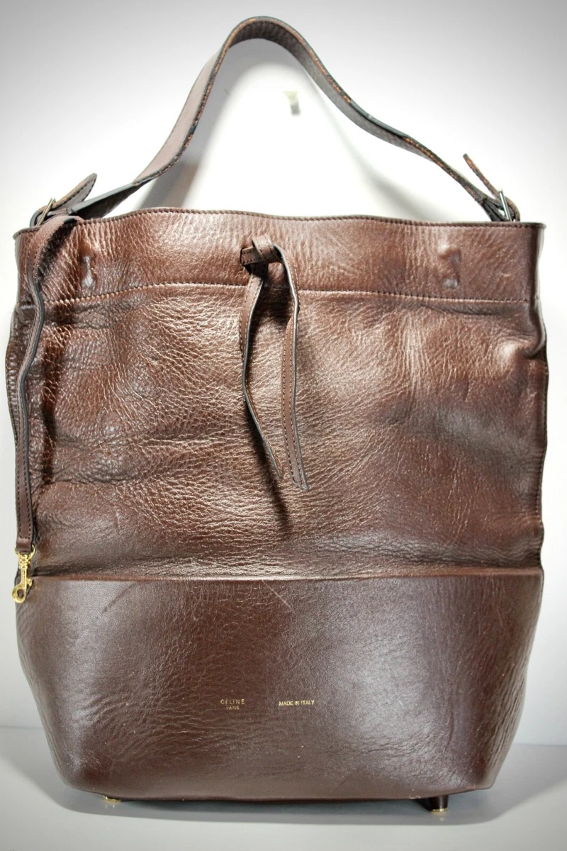 Celine Small Leather Bucket Bag in Brown