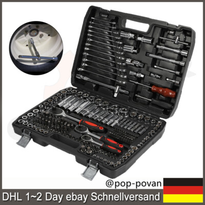 Steckschlüssel Satz 216tlg Knarrenkasten Set Koffer Ratschen Kasten 1/4