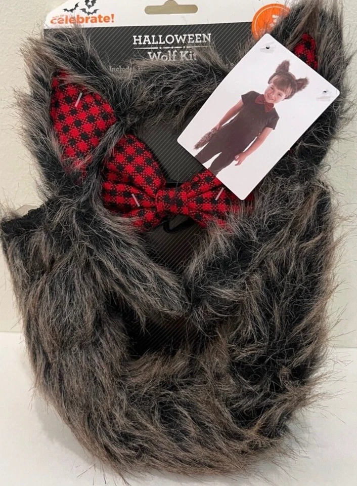 Brown Wolf Costume for kids Headband + bow + tail new with tag Halloween - Image 2 of 3