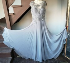 NWT ALYCE Black Label Opal Grey Lined Chiffon gown dress Size 8  29627 List 518
