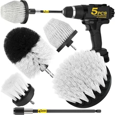 5Pack Drill Brush Attachment Set-Car Interior Detailing Kit，Power Scrubber Brush