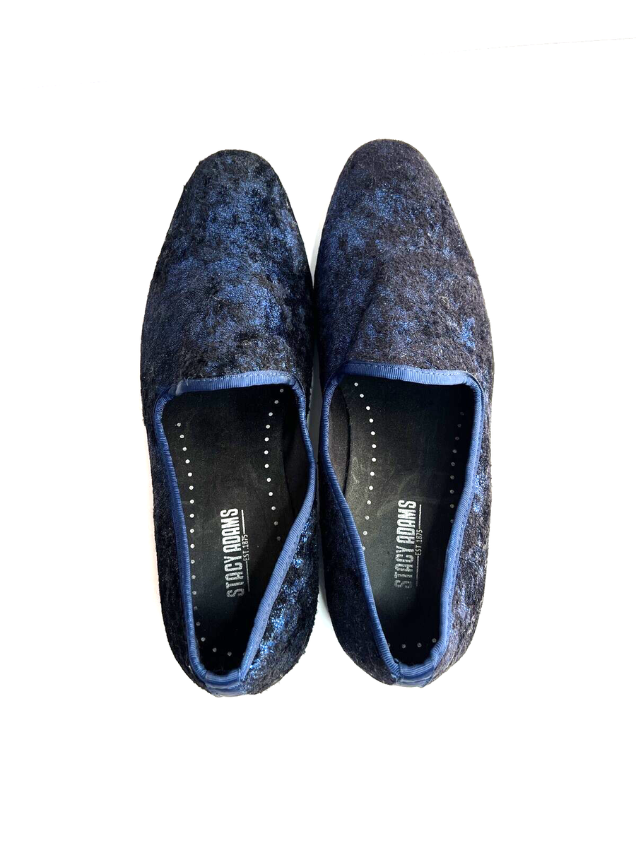 Stacy Adams Sultan Blue Velour Slip On Loafers Shoes Men  display picture 3